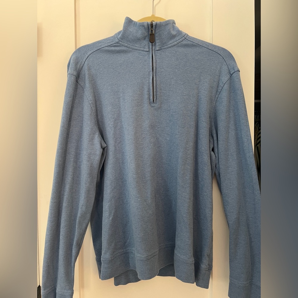 Johnston & Murphy Men's Light Blue Zip-Up Sweater